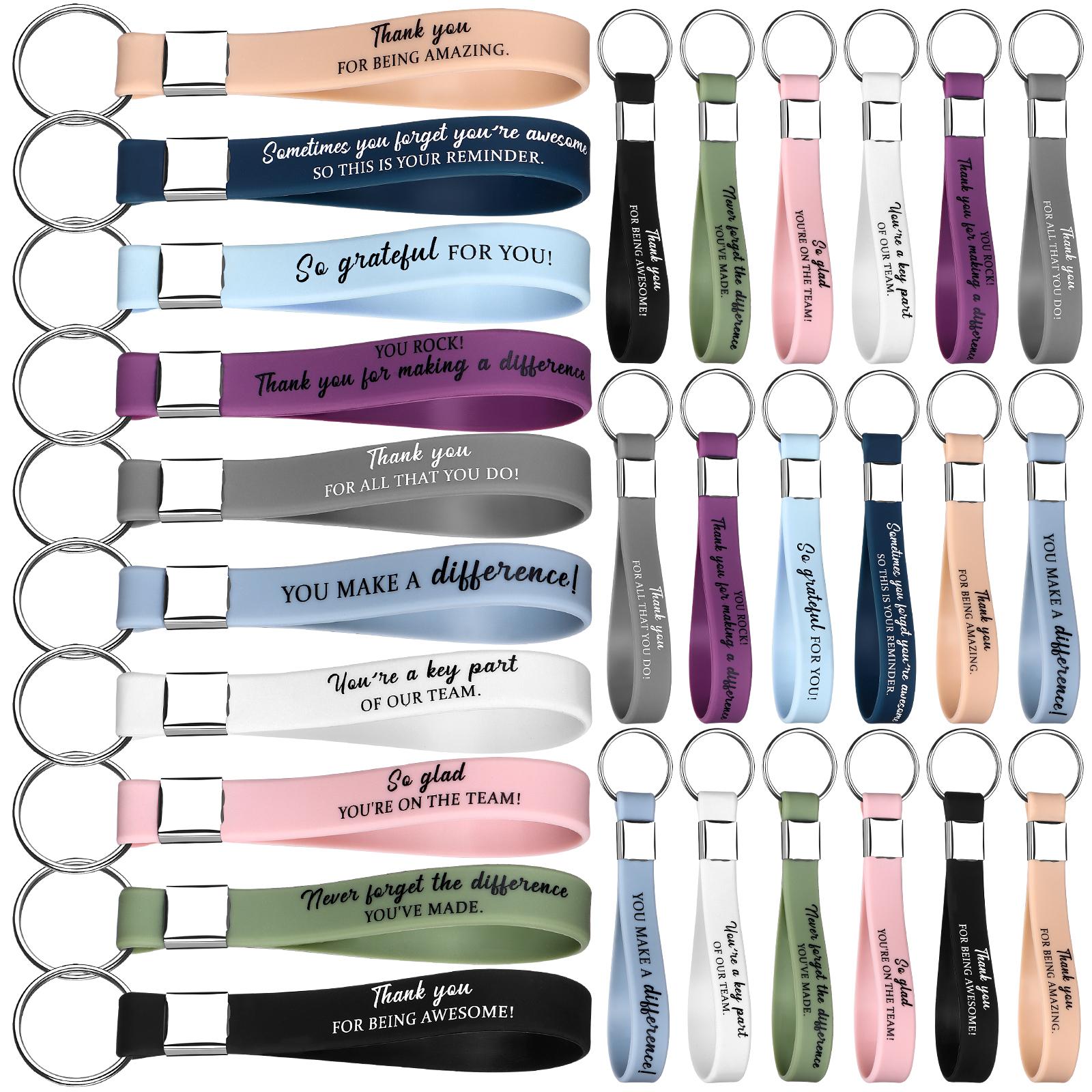 

30 Pcs Employee Appreciation Gift Thank You Silicone Key Ring Inspirational Quote Keychains Staff Motivational Appreciation Gift армия зеленый