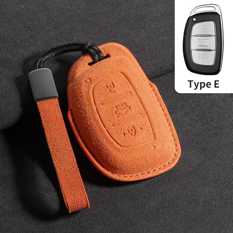 Leather Car Key Case Cover Shell Fob For Hyundai Protector Keychain