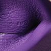 Used 9212 Calvi 7946 Chevre Mysore Goatskin Bag with Gold-stamped Logo and Purple Snap Buttons. Excellent Condition.