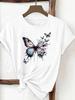 (Asian Size) Tee Print Fashion Top Women Clothing T Shirt Woman Sweet Butterfly Trend Cute Female Short Sleeve Graphic T-shirts