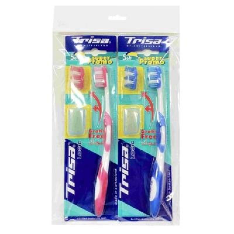 TRISA Ecologic Cap Toothbrush with Soft Bristles and 2 Replacement Heads, Gum Toothbrush 4336