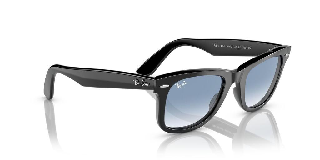 Ray-Ban RB2140F 901/3F 52 WAYFARER LIGHT COLORS Sunglasses - Black / Clear Gradient Blue Glass Lenses