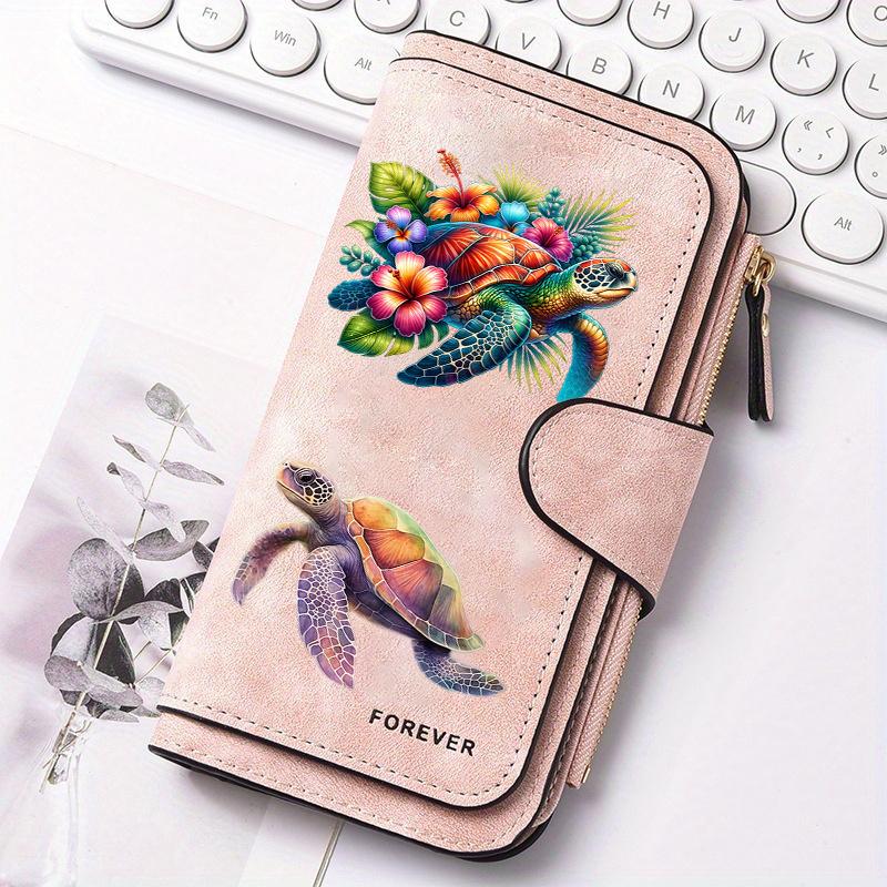 Sea Turtle Women's Long Wallet, 70% Off Style Card Holder, with Multiple Pockets, Printed Zipper Card Holder – Zipper Wallet, Suitable for Cash, ID