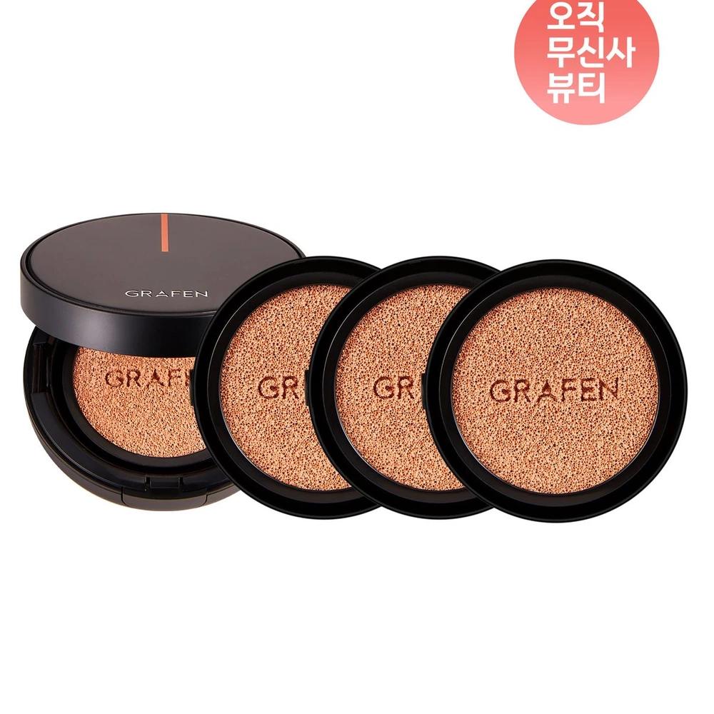 [Omuview] Handsome Cover Cushion Foundation Best Set (Main Product + 3 Refills) No. 1 for fair skin (Main product + 3 refills)