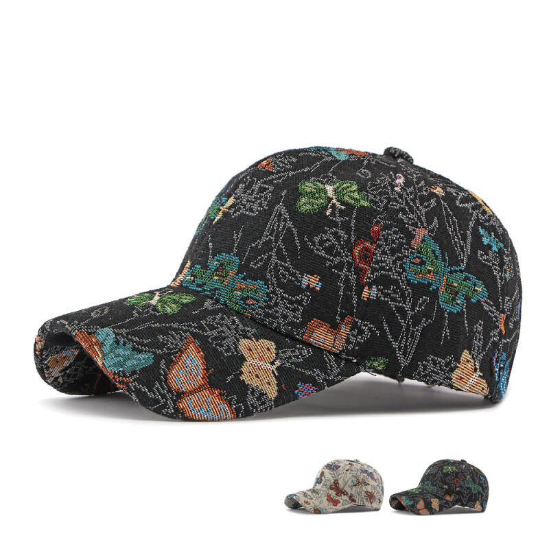 Unisex Butterfly Print Baseball Cap Adjustable Cotton Sun Hat for Men Women Outdoor Sports