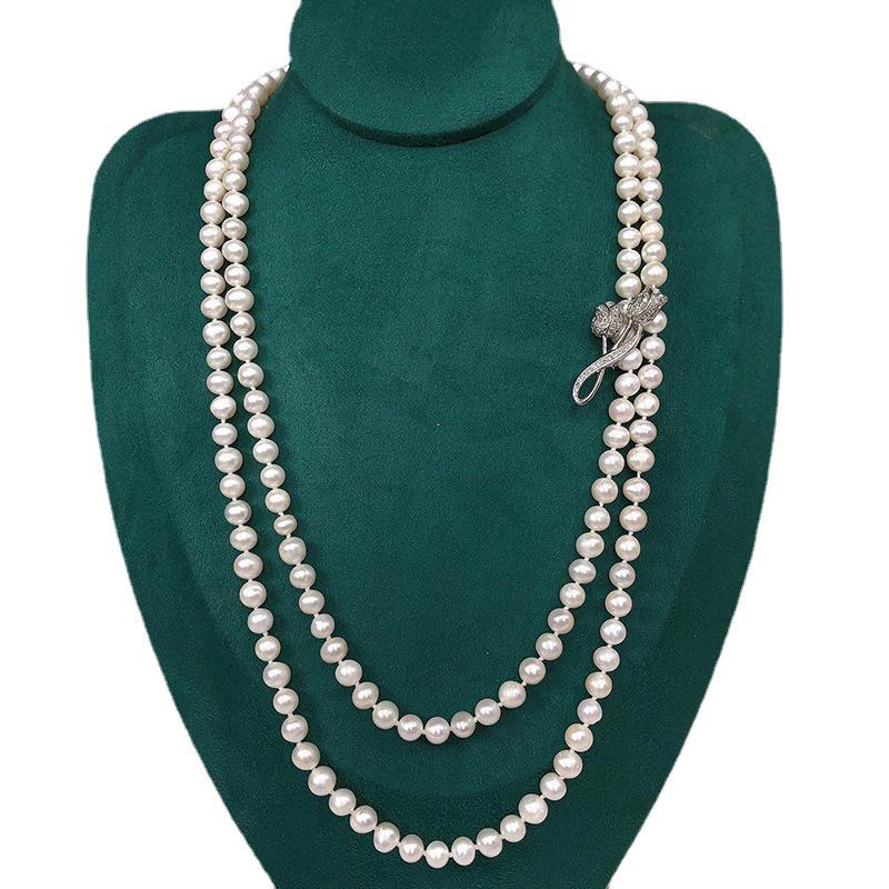 Exquisite Long Freshwater Pearl Necklace: Women's Versatile Fashion Jewelry Chain