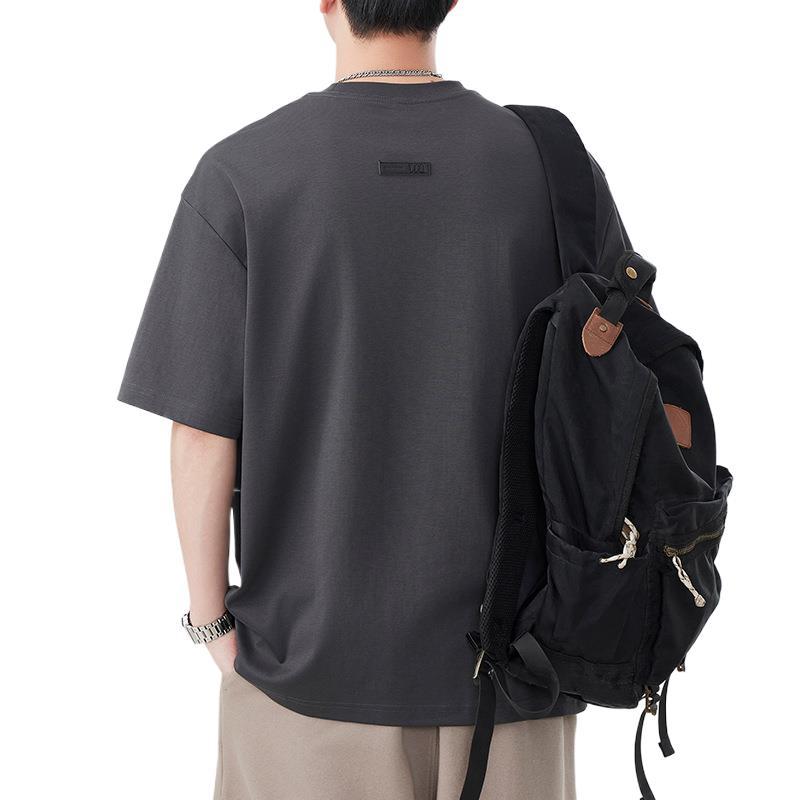 New Summer Short-sleeved T-shirt for Men Loose Round Neck Embroidered Five-point Sleeve T-shirt Versatile Short T-shirt