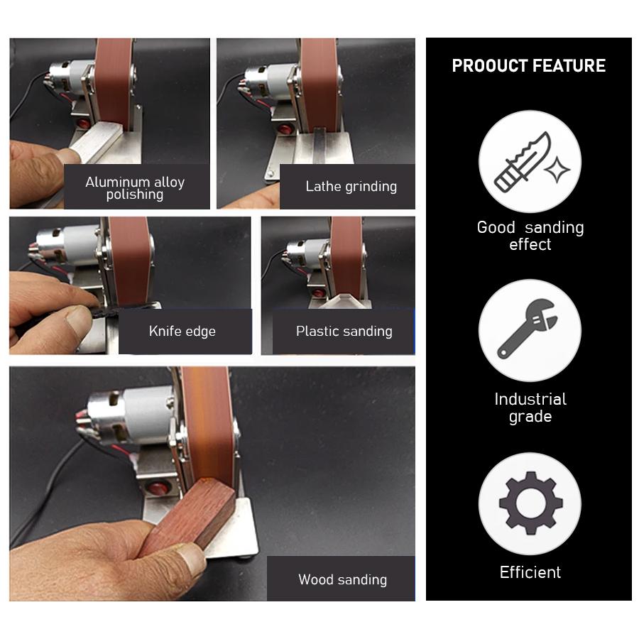 TUNGFULL Mini Belt Grinding Machine Tool Sharpening Machine Sanding Grinding Electric Sander Home Diy Polisher Machine