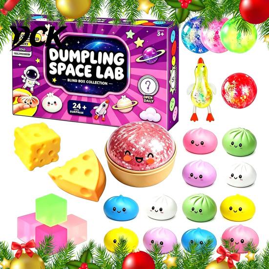 Holiday Countdown Surprise Gifts Squeeze Toys Advent Calendar, Soft Bun Sensory Fidget Toys, Christmas Stocking Stress Relieving for Office