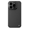 Kevlar Magnetic Case for IPhone 15 Pro, Carbon Fiber Full Lens Protection Anti-Drop Cover with Stand, Simple Lightweight Protective Case, Fiber Black