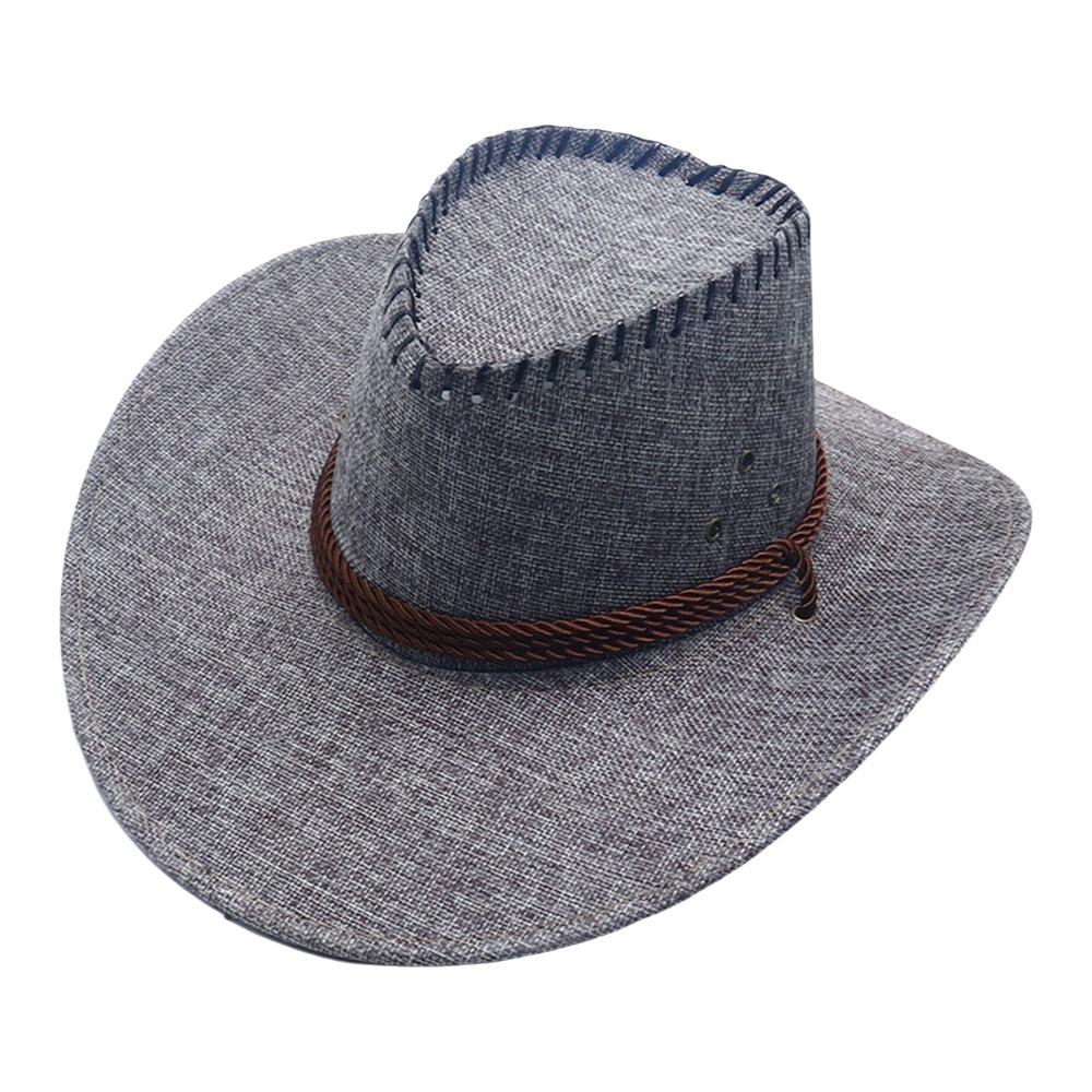 New Curved Brim Western Cowboy Hat Large Ethnic Top Hat Tibetan Style Roll Brim Cowgirl Cap for Women Men