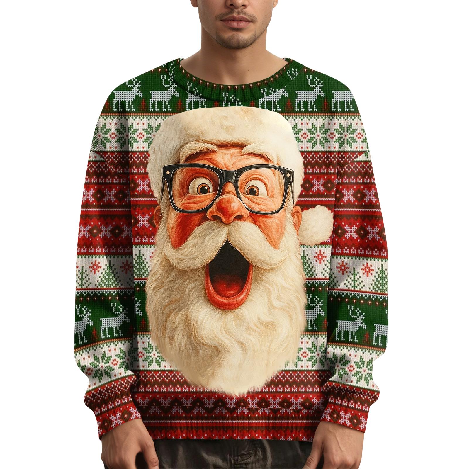 

Мужской рождественский свитер с принтованным воротником S