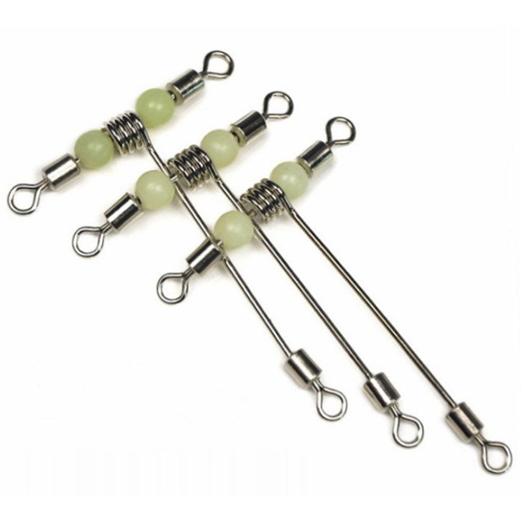 10 Pieces Fishing Connector 3 Way Stainless Steel Rotating Swivel Hook Protector Portable Fish Tackle Rolling Barrels