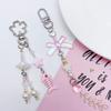 Butterfly Beaded Phone Lanyard Bowknot Pendant Wrist Strap Detachable Phone Chains Keyring Portable Accessory for Women