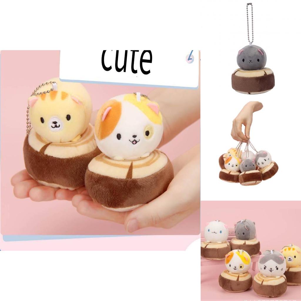 Adorable Cat Plush Doll Keychain Wedding Gift Short Hair Stuffed Animal 10cm