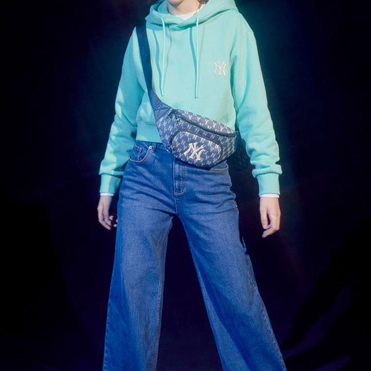 New MLB Monogram Collection Denim Combo Bag One Shoulder Sling Bag Fanny Pack Regular Unisex Denim Denim Blue 32BGCA011-50N