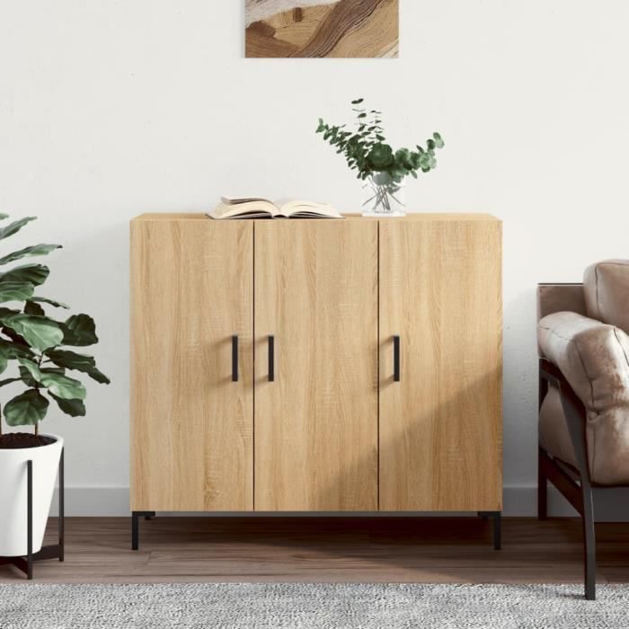 VidaXL Buffet chêne sonoma 90x34x80 cm bois d'ingénierie 828111