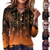 Damen Freizeit Locker Sitzend Strick Langarm Pullover Oberteil mit Halloween Print