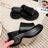 Muffin thick bottom with slippers for women's outer wear 2025 summer new versatile small height increase beach cool slippers