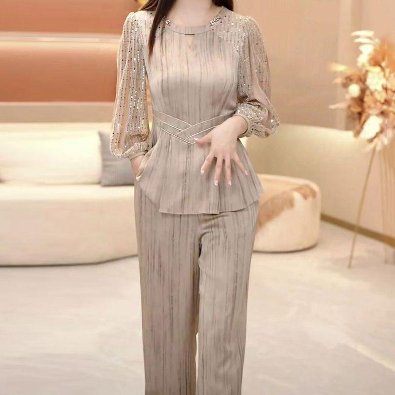 Elegant High-End Two-Piece Set: Slimming Top & Pants for Women, 2025 Spring Collection