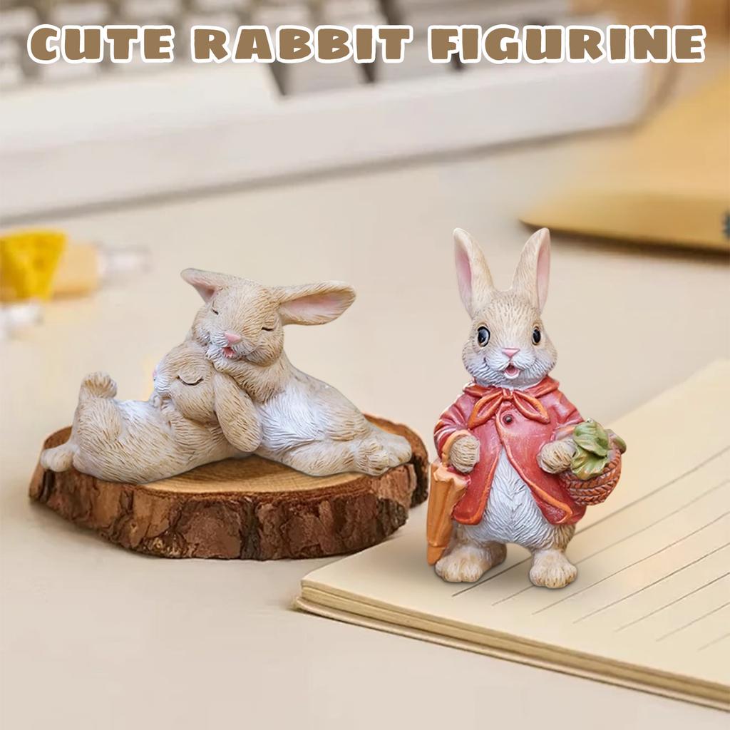 Cute Bunny Figurine, Resin  Bunny Decoration, Suitable For Home Desks, Wine Cabinets, Windowsills, Gardens, Balconies.