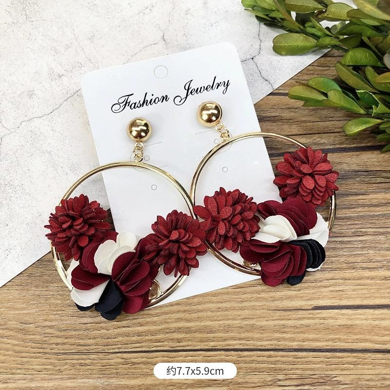 Retro Handmade Flower Wreath Earrings Femininity Personality Long Vacation Earrings Fashion Ear Accessories