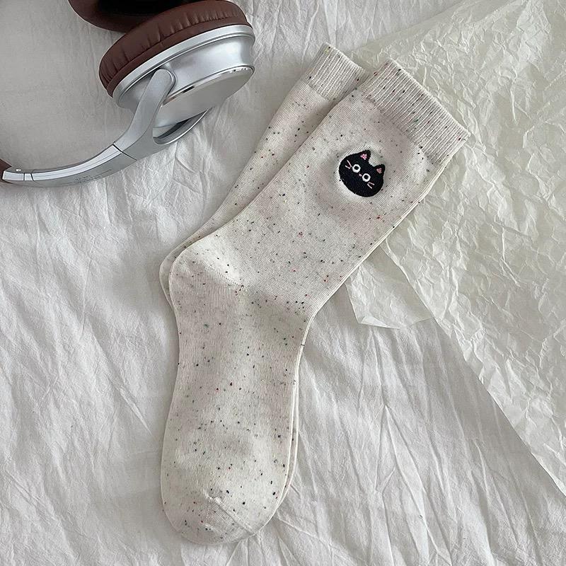 1/4Pairs Kawaii Cartoon Cat Socks Winter Women Girls Warm High Quality Fashion Middle Tube Socks Soft Comfortable Cotton Socks