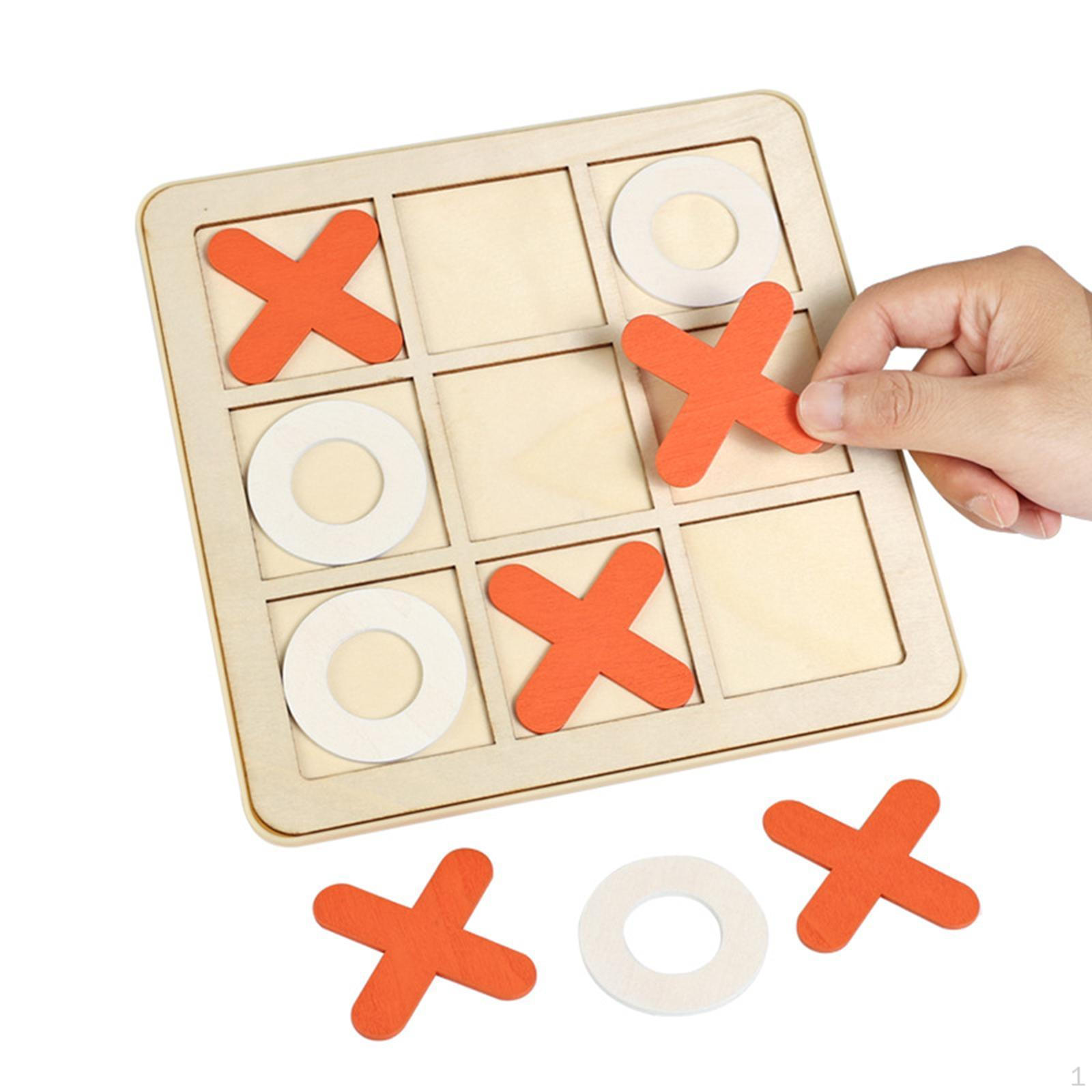 

2 in 1 Wooden Geoboard and TAC Toe Game Board Educational Toy Fun Family Games for Table Blue White