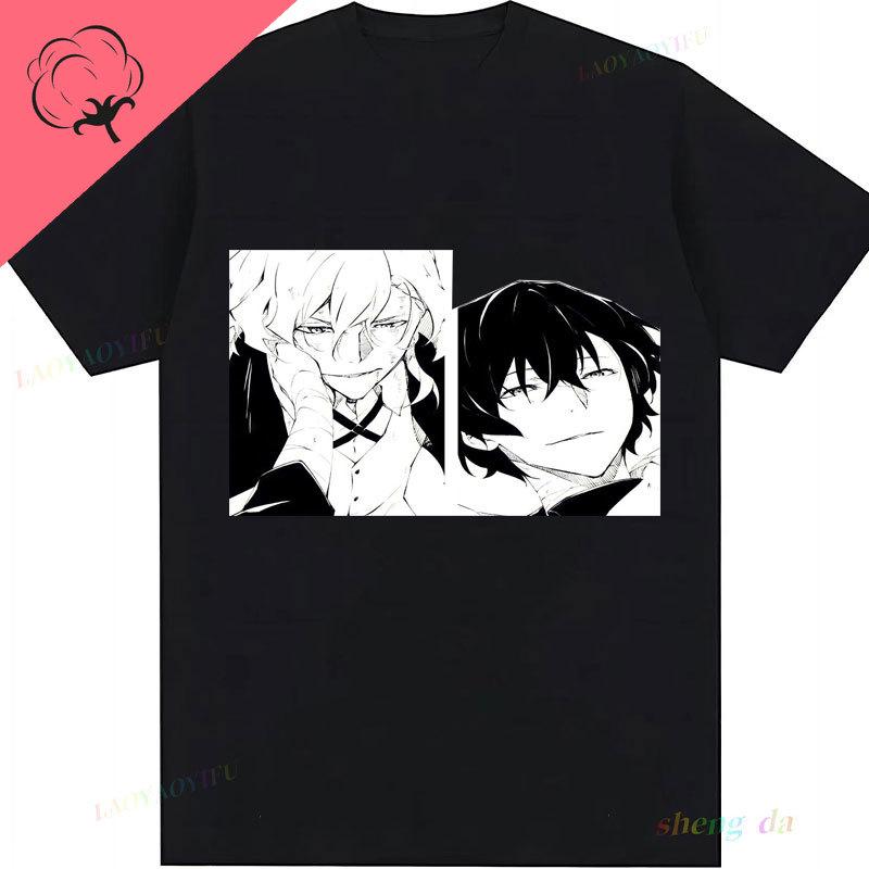 Anime Print Unisexga Cotton Y2k Clothes Bungou Stray Dogs Dead Apple TShirt Dazai Osamu Chuuya Nakajima Graphic T Shirts