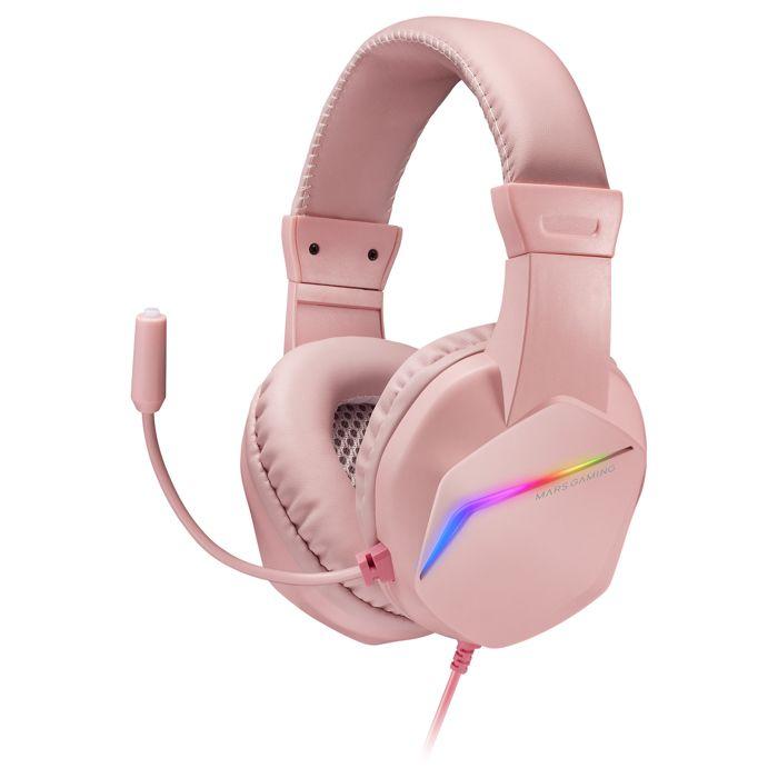 Casque Micro Gamer - MARS GAMING - MH122 RGB - Rose - Filaire - Stéréo - 1,8m