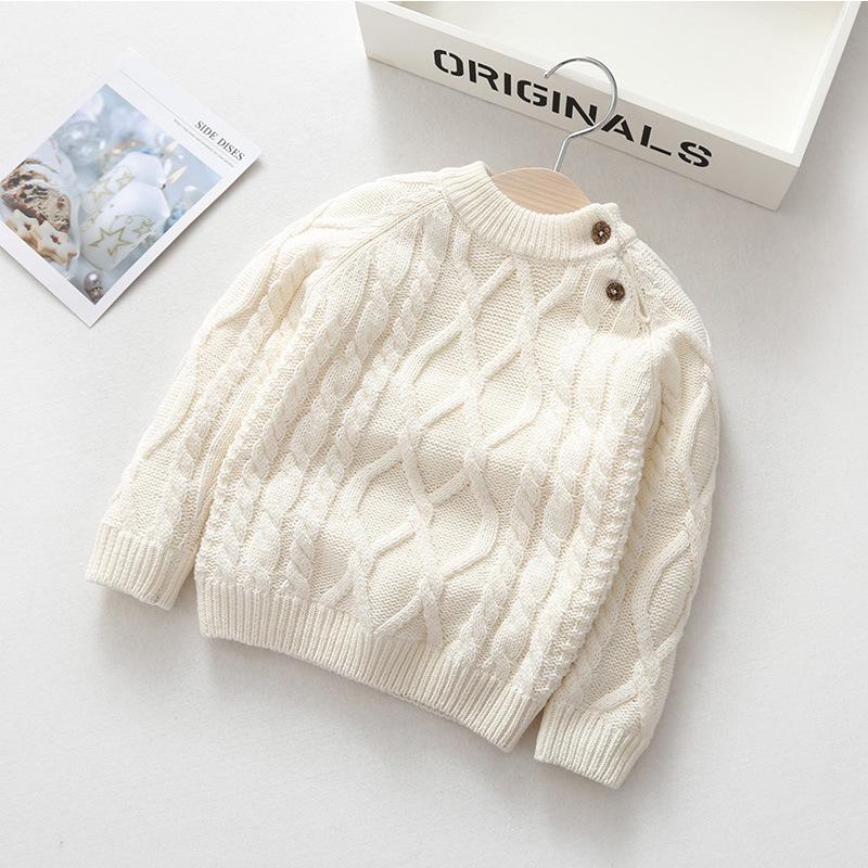 Boys & Girls Plus Velvet Thickened Autumn/Winter Knitted Pullover for Infants and Toddlers