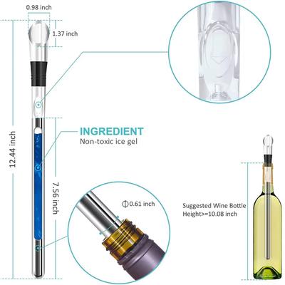 Wine Chiller 3 In 1 Stainless Steel Wine Bottle Cooler Stick Rapid Iceless Wine Chilling Rod with Aerator and Pourer YY014