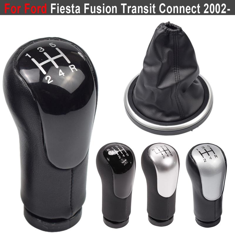 For Ford Fiesta Fusion Transit Connect 2002-2007 Manual 5/6 Speed Black Silver Gear Shift Knob Lever Gaitor Shifter Car Styling