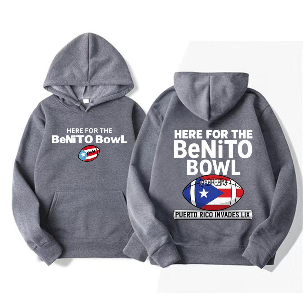 Here for The Benito Bowl Puerto Rico Flag Bad Bunny Hoodies Men's Clothing Fashion Hip Hop Hoodie Oversized Hot Sale Sweatshirts