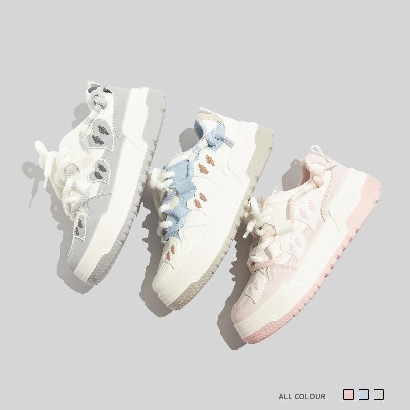 High-value cute thick-soled heightened spring new casual low-top board shoes
