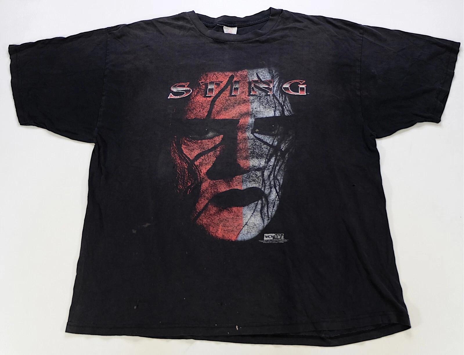 Rare Vintage T-AMERICA Sting WCW NWO 1998 Big Face T Shirt 90s Wrestling SZ 3XL S
