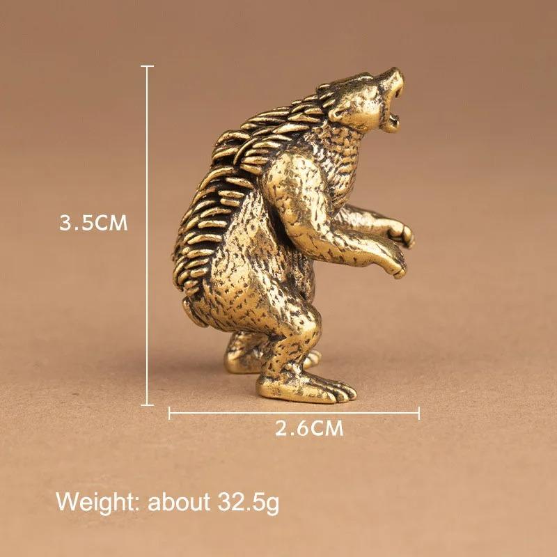 Solid Brass Furious Bear Small Statue Desktop Decoration Vintage Animal Miniatures Figurines Home Decor Ornaments Crafts Tea Pet