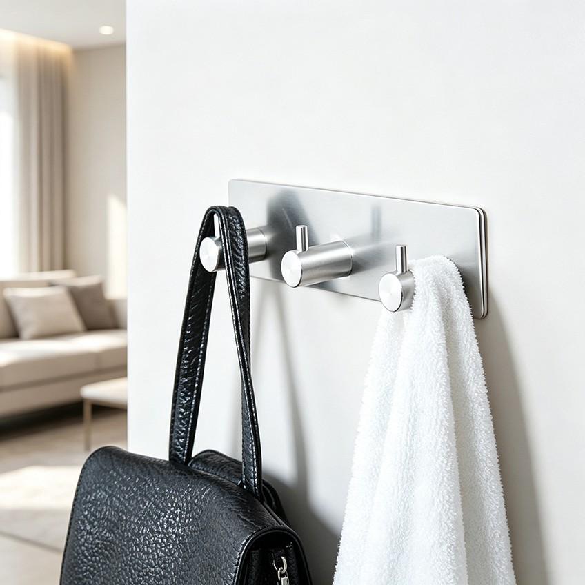 Stainless Steel 304 Punch-Free Wall-Mounted Hook for Kitchen, Bathroom, and Living Room.