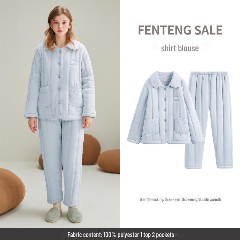 Antistatic Suede-Lined Women’s Autumn/Winter Suit - Three-Layer Velvet Men's Homewear