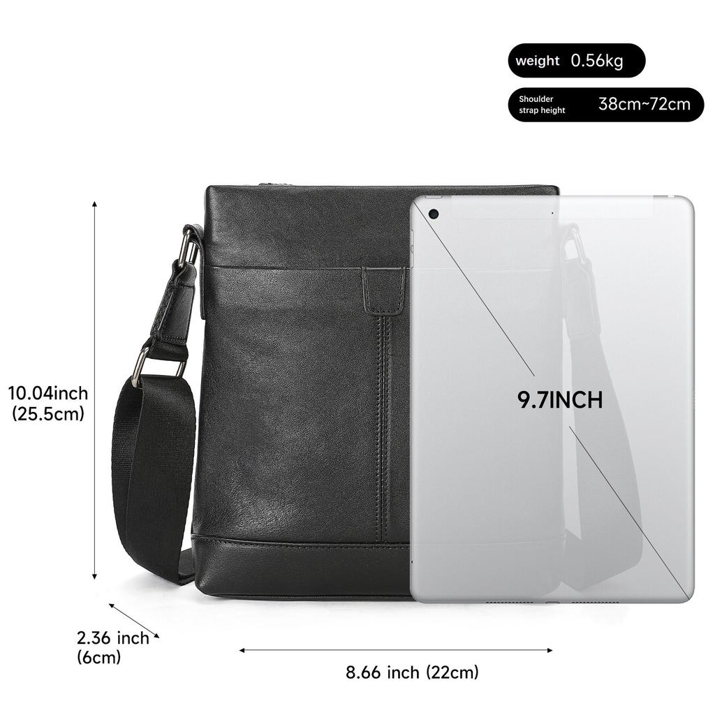 Men's Vertical Leather Crossbody Bag 22 x 6 x 25.5cm