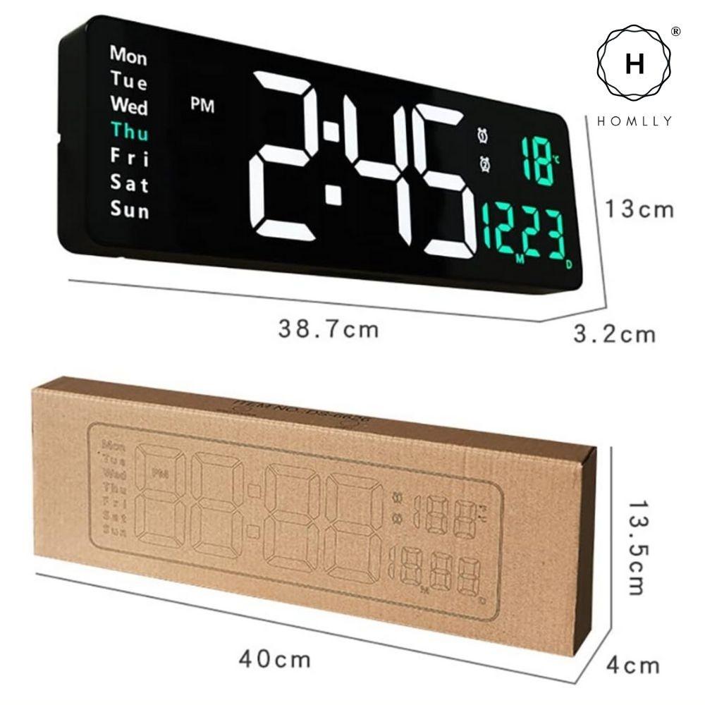 Homlly Large LED Digital Alarm Wall Clock with Timer Temperature Date Remote Controller (39 x 13cm)