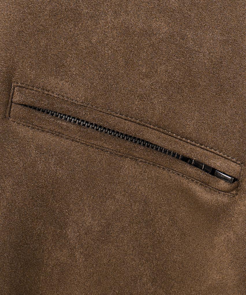Dimitri Black 2Way Faux Suede Zip-Up Hoodie_Brown