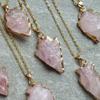 Crystal Pendant Necklace With Asymmetric Pink Quartz For Fashion Jewelry Enthusiasts