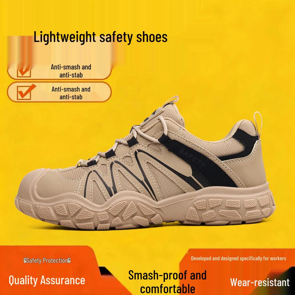 Men's Summer Breathable Steel Toe Work Shoes - Anti-Smash, Anti-Puncture, Insulated Safety Footwear for Construction.