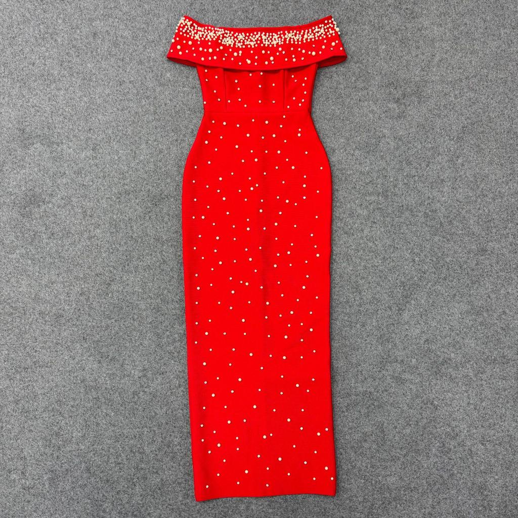 Cross-Border Women's Sexy One-Shoulder Bandage Evening Dress