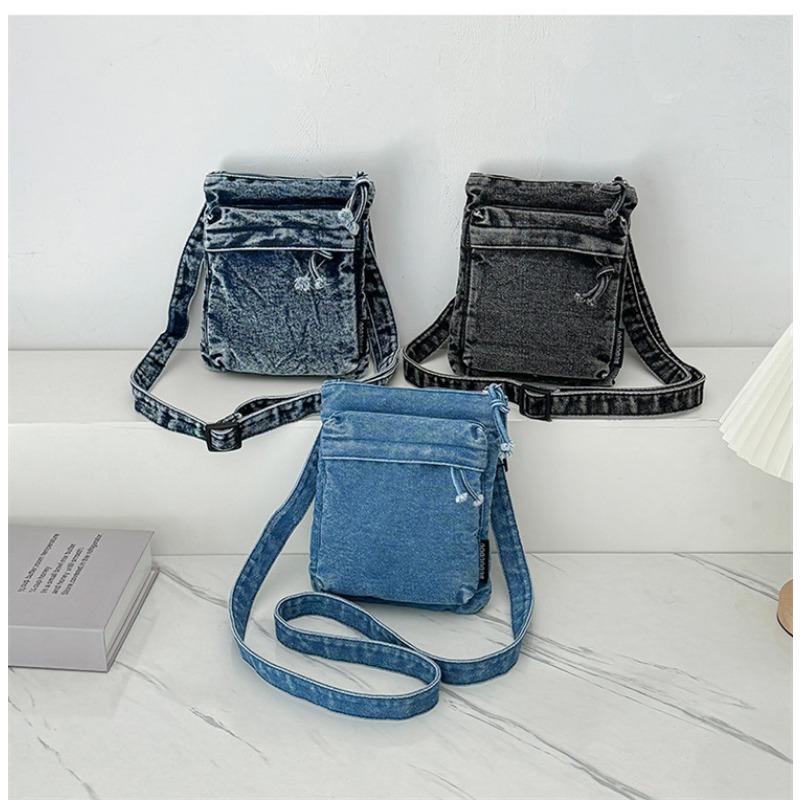 Washed Denim Crossbody Fashionable Phone Bag