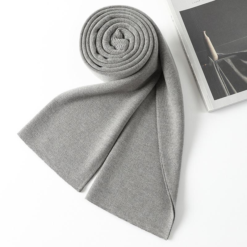New Men's Wool Scarf, Versatile In Autumn and Winter, Thickened Knitted Monochrome, a Variety of Temperament Simple Cashmere Scarf