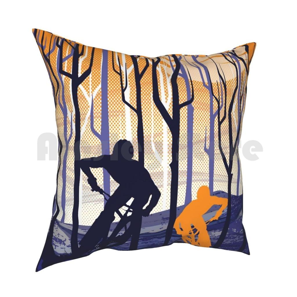 Retro Mountain Bike Poster Illustration Pillow Case Printed Home Soft Throw Pillow Mountain Bike Mountain Bike