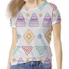 Summer Round Neck 3D Ethnic Geometric  Print Top Fashionable Casual Short Sleeved Women's T-shirts