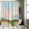 Beach Watercolor Shower Curtain Set Pastel Colors For Bathroom Decor